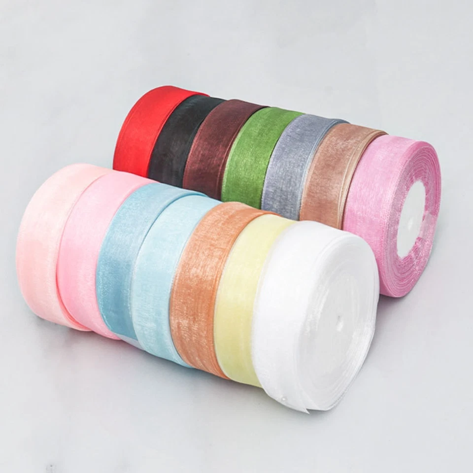 50 Yards 25mm (1") Sheer Organza Shimmer Chiffon Tulle Ribbons Bows Wedding - Image 4 of 4