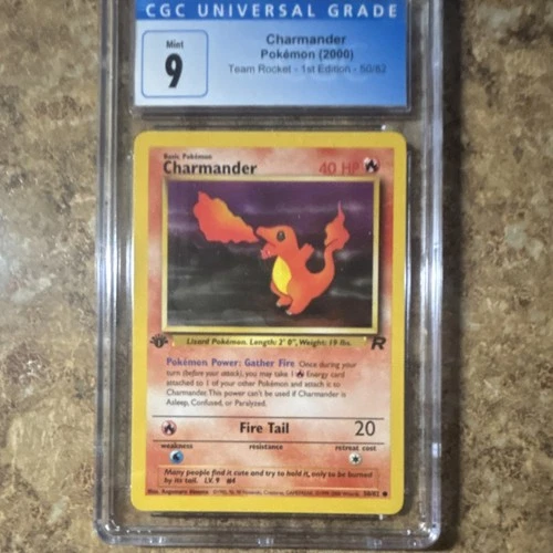 2000 Pokémon TCG Charmander Team Rocket 1st Edition CGC 9 50/82 Regular