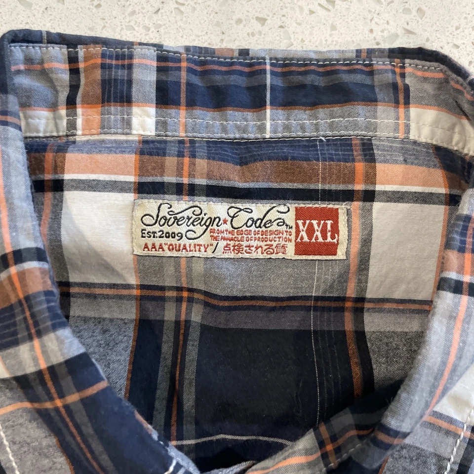 Sovereign Code Shirt Mens XXL Button Up Long Sleeve Plaid Western Pearl Snap - Image 2 of 4