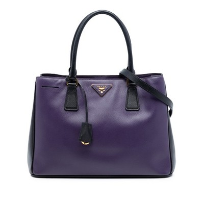 Prada Medium Bicolor Saffiano Lux Galleria Satchel Pre-Loved Lila