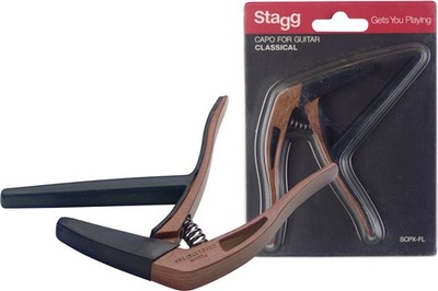 Capo For Concert Guitar, Wood Look, Dark Brown