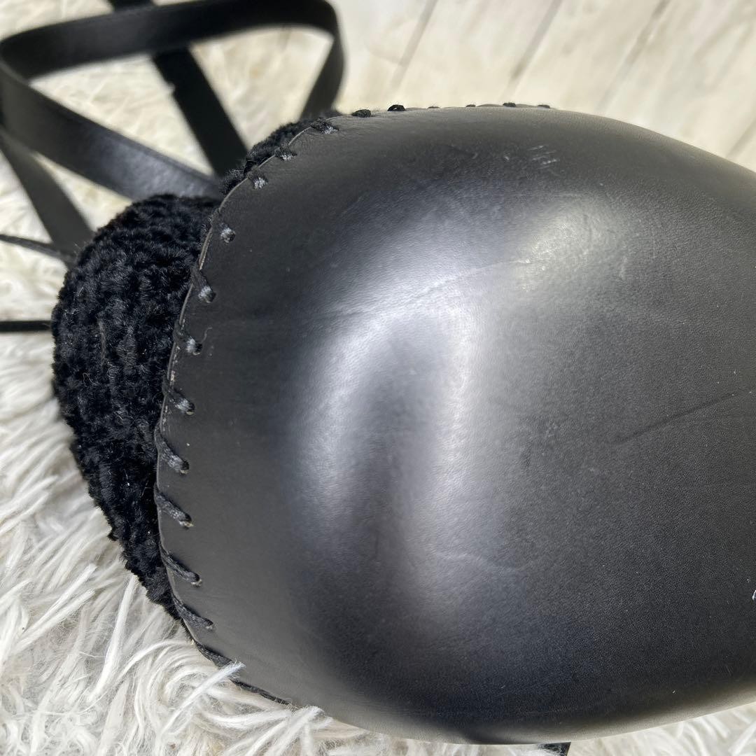 FENDI Drawstring Logo Pecans Shoulder Bag Tote Bag FF Black USED thumbnail 12