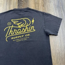 Thrashin Supply Co Shirt Mens L Black Motorcycle Parts Made In USA Racing Tee