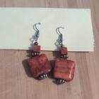 Vintage Red Coral Dangle Earrings — photo 1