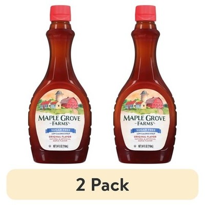 (2 pack) Maple Grove Farms Sugar Free Maple Flavor Syrup, Low Calorie Syrup, Glu