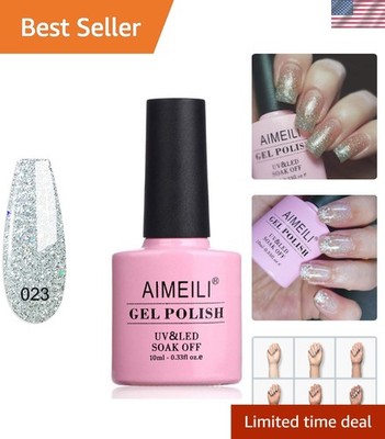 High-Gloss Silver Glitter Gel Nail Polish - Long-Lasting & Easy Application 10ml