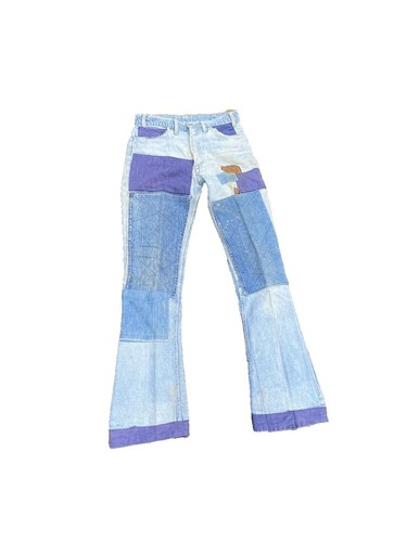 VINTAGE 60s 70s JC Penney Denim Jeans 34 X 27 Dark Blue Flare