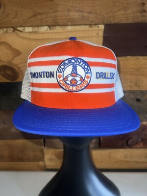 Vintage 70s Edmonton Drillers NASL Soccer Orange Snapback Hat AJD SuperStripe
