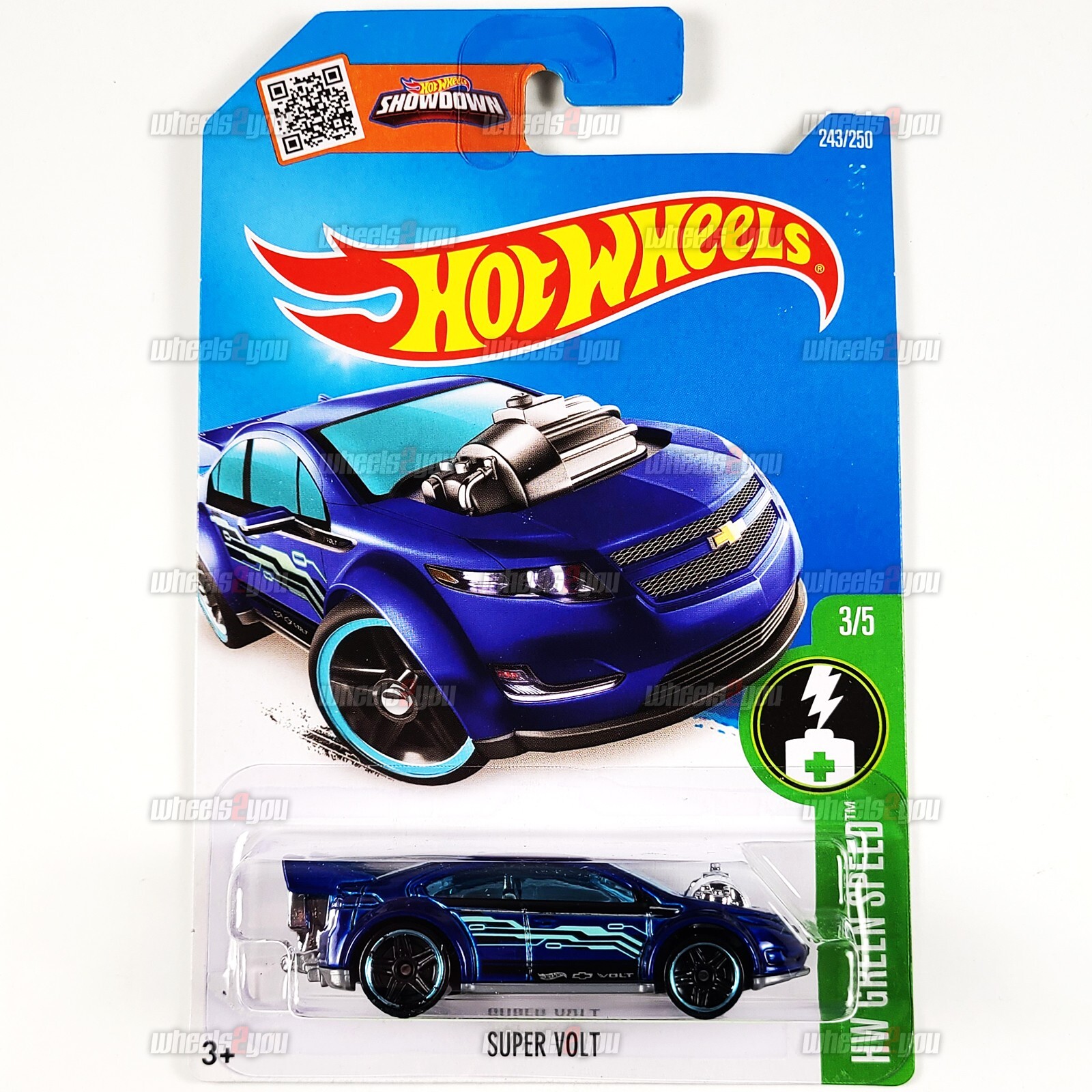 2016 Hot Wheels SUPER VOLT #243 blue - HW Green Speed - 1:64 Mattel DHT30