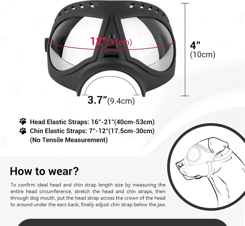 Dog Goggles for Large Dogs, Wide Snout & Soft Frame, Tactical Driving Sunglasses - Image 4 of 4