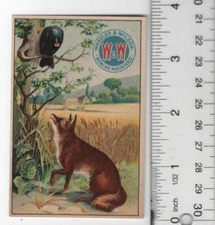 Wheeler & Wilson Sewing Machines Fox & Crow Victorian Trade Card 4"x3" VTC-XB56
