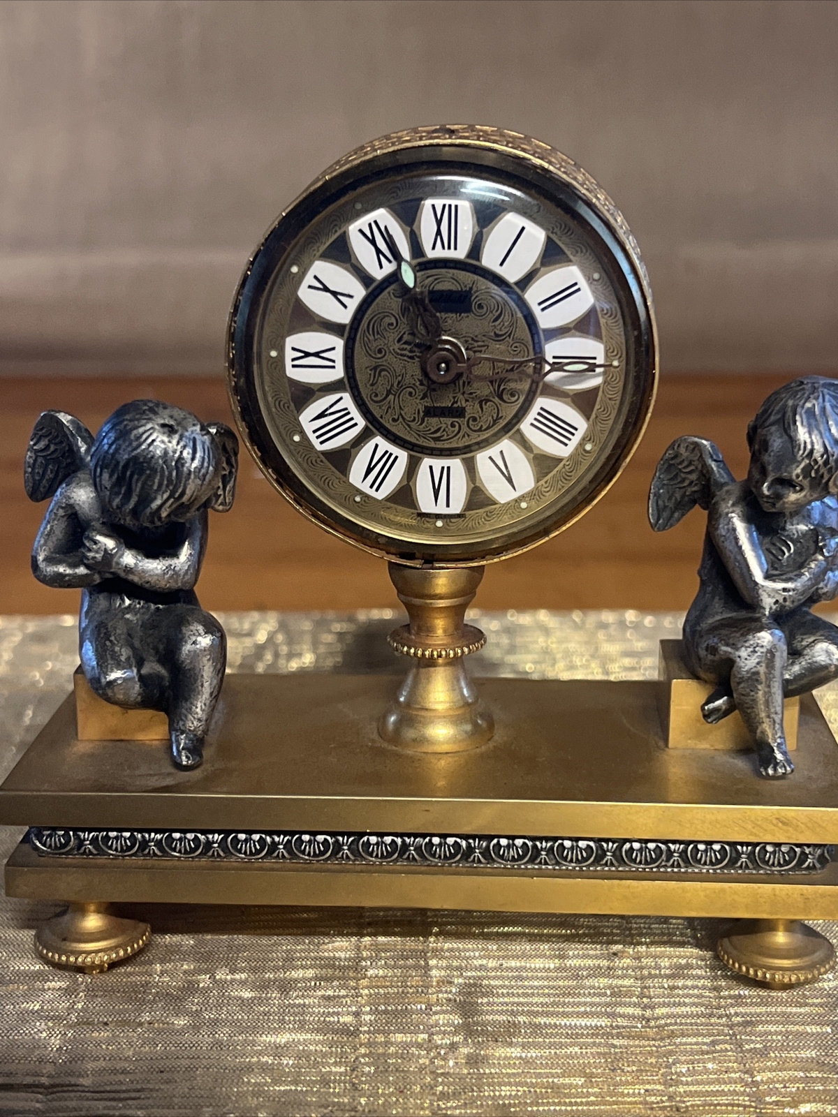 Vintage 1950s Goldbuhl Alarm Travel Clock West Germany Cherubs Gold eBay