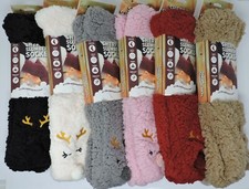 Heat Trendz Super Soft Chenille Sherpa Slumber Fuzzy Gripper Reindeer Socks