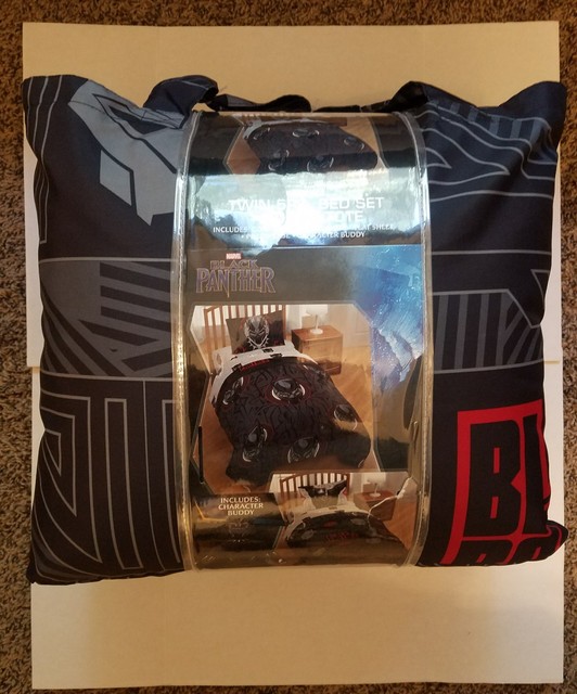 Black Panther 5 Piece Twin Bed Set With Bonus Tote And Mini Pillow Marvel Black Panther Twin 5 Piece Bed Set With Tote Bag New
