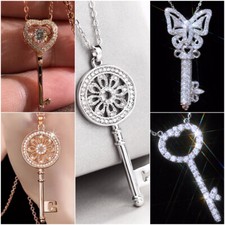 Key Jewelry Cubic Zircon Fashion 925 Silver,Rose Gold Necklace Pendant Gift