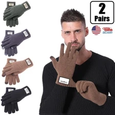2x Knitted Wool Gloves Warm Windproof Winter Gloves Touch Screen Warm Mittens US