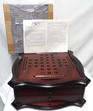 Bombay Co. Vintage 7 in 1 Wood Chess Board w/ Drawers Checkers Backgammon Cards