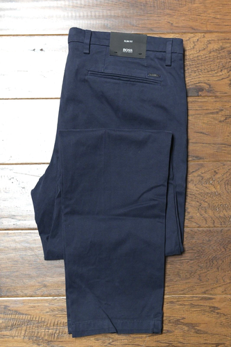 Hugo Boss $165 Men Kaito Slim Fit Stretch Cotton Dark Blue Chino Pants 38R EU 54