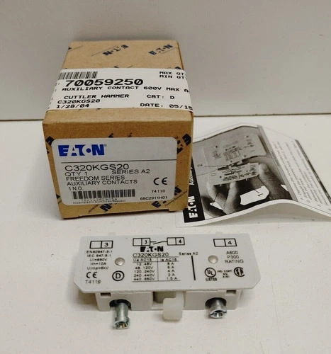 NEW OLD STOCK! EATON 6A 600V 1N.O. FREEDOM SERIES AUXILIARY CONTACT C320KGS20