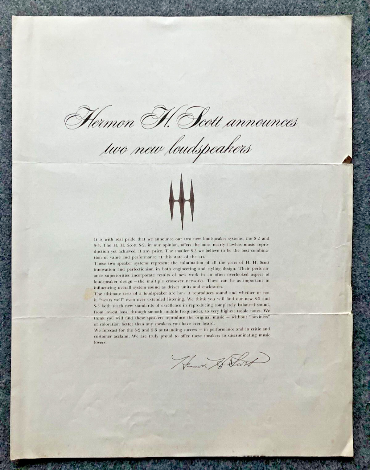 VTG  H.H. Scott Stereo Components Brochure for MCM speaker