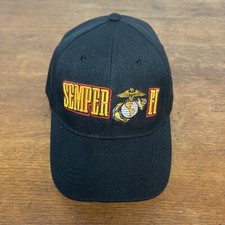 Semper Fi US Marines Hat Cap Black Acrylic Strapback One Size
