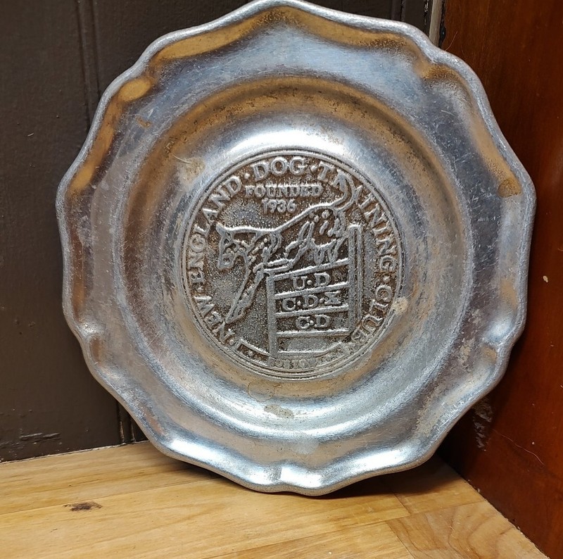 Boston new england dog training club pewter trophy plate Vintage Founded 1936