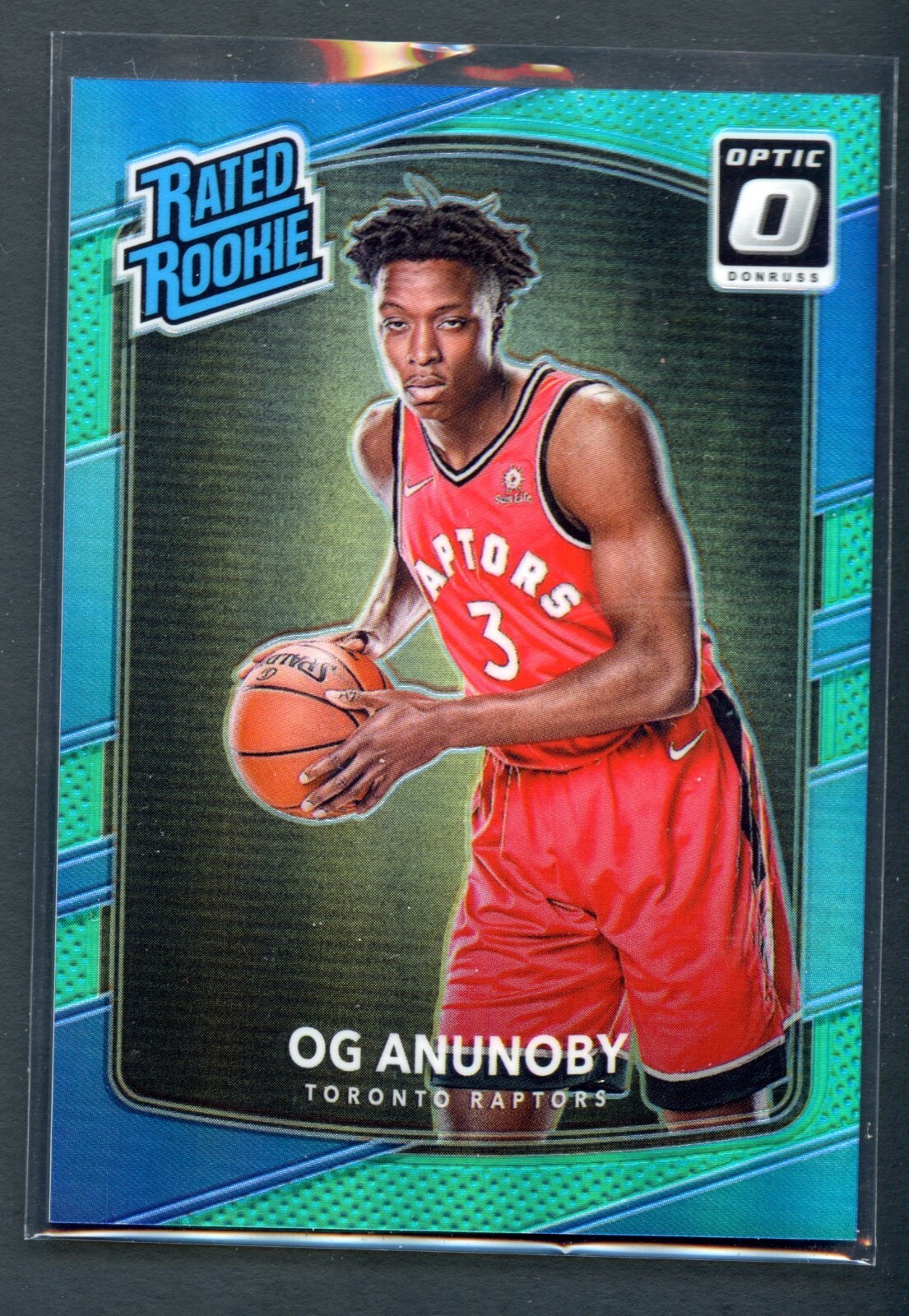 /25 Aqua Prizm OG Anunoby Rated Rookie 2017-18 Panini Donruss Optic RC SN Teal