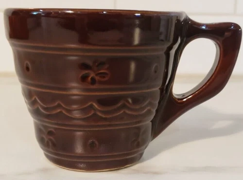 Vintage NEW Marcrest Stoneware Daisy Dot two Finger Coffee Cup rare never used