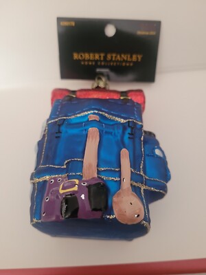 Robert Stanley Blown Glass 2024 Christmas Tree Ornament Blue Backpack Hiking Bag