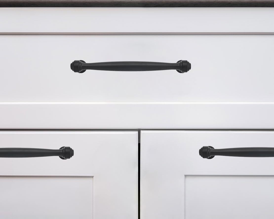 khtumeware 20 Pack 5 Inch128mm Matte Black Pulls Black Kitchen