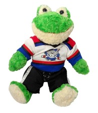 Retired Build-A-Bear 16” Friendly Frog Plush in Hockey Outfit BAB Stuffed Animal