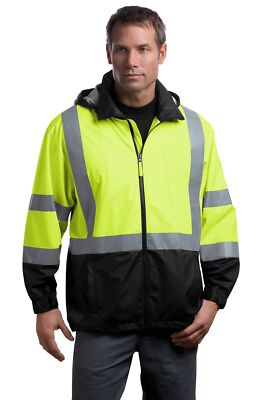 CornerStone CSJ25 Mens Long Sleeve ANSI 107 Class 3 Safety Windbreaker Jacket