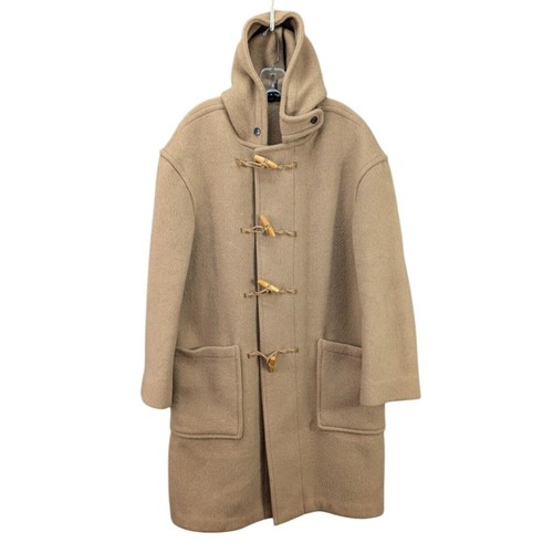 Gloverall Men's Duffle Coat Brown Size 40 Long Hooded Toggle Wool Blend England