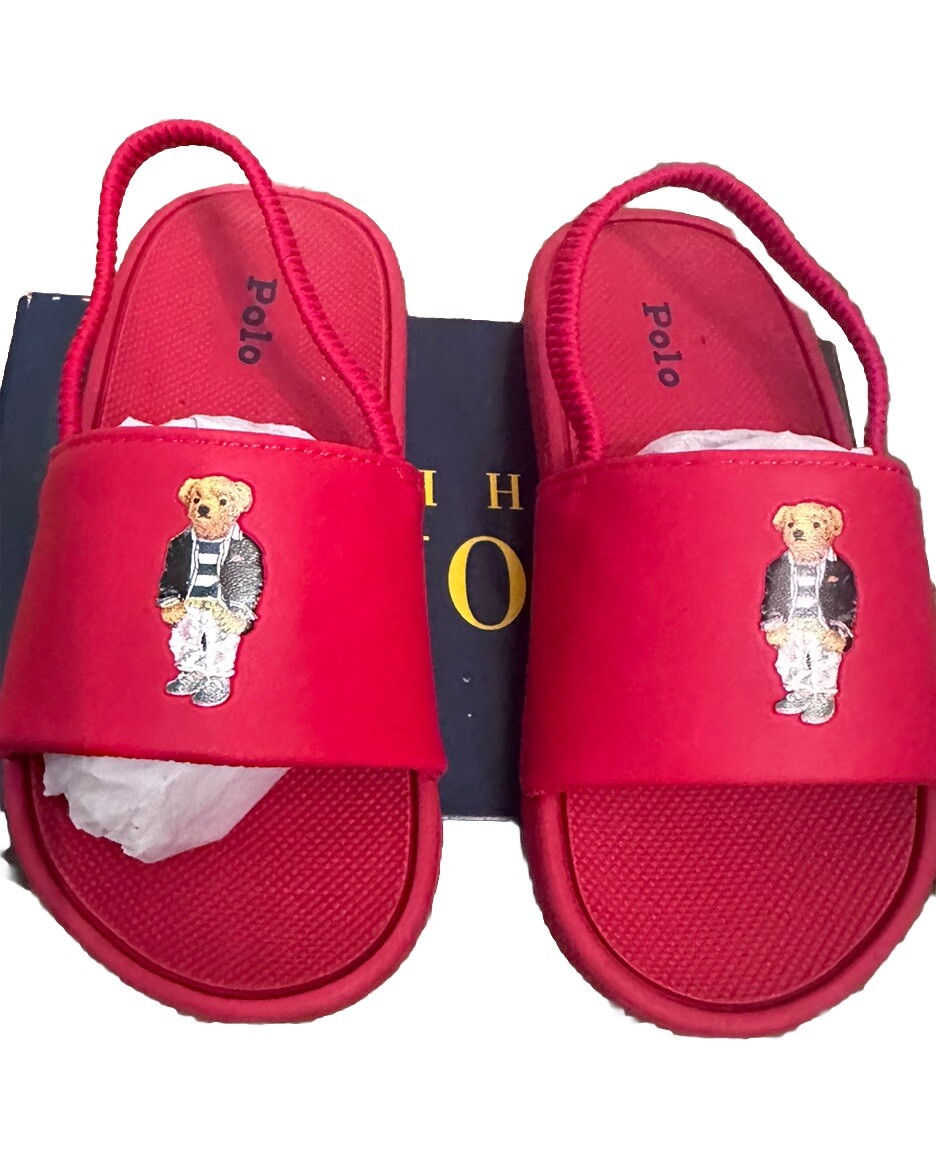 Cayson Bear Polo Slides Sz 10 Toddler