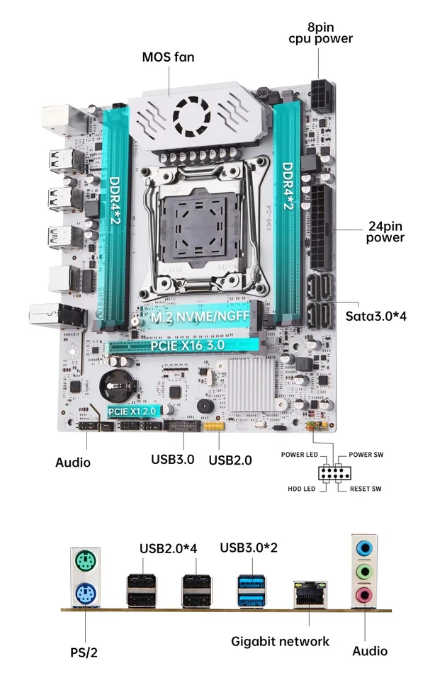 X99 Motherboard D4 Lga 2011 3 with M.2 Slot Support X99 C612chip Ddr4 Memory - Image 3 of 4