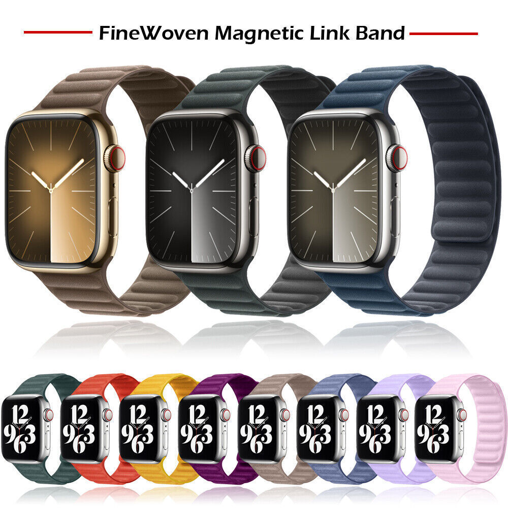 For Apple Watch 9 8 7 6 5 SE FineWoven Magnetic Link Band 41/44/45/49mm Ultra 2