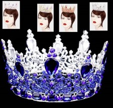 Tall Round Tiara Crystal Rhinestone Princess Wedding Queen Bridal Crown Teardrop