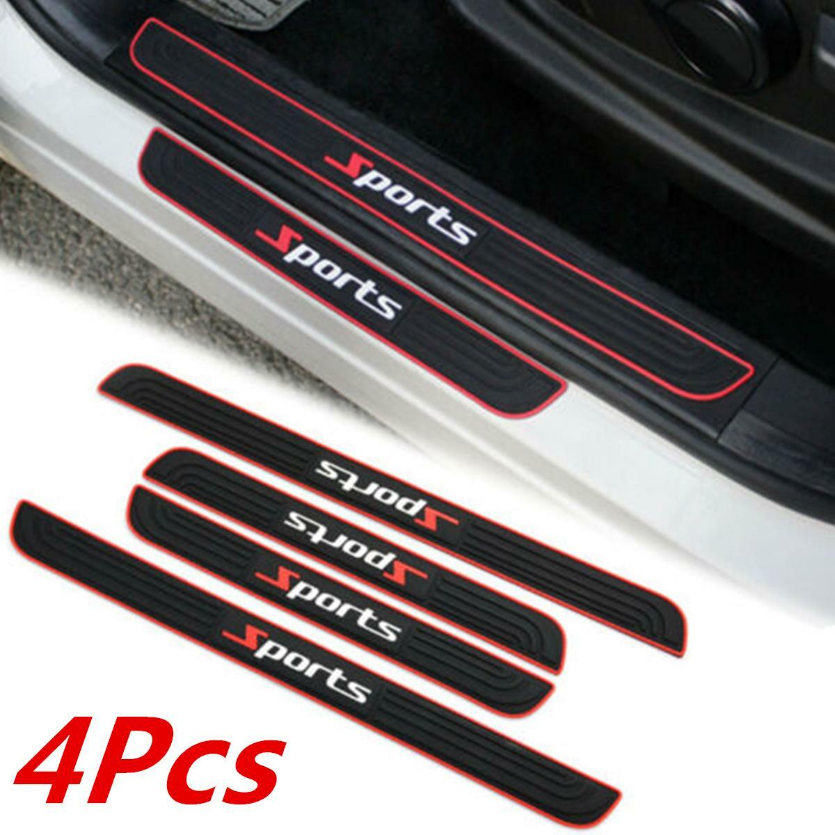 4x Black Rubber Sticker Scuff Plate Cover For Car Door Sill Guard  Entry Protect