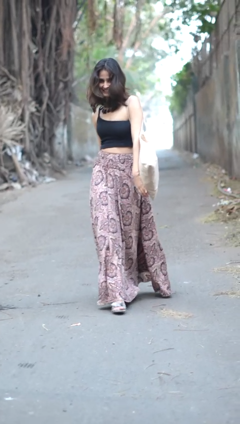 5 Pcs Recycled Silk Wide Leg Trouser Palazzo Pants Smocked Waist