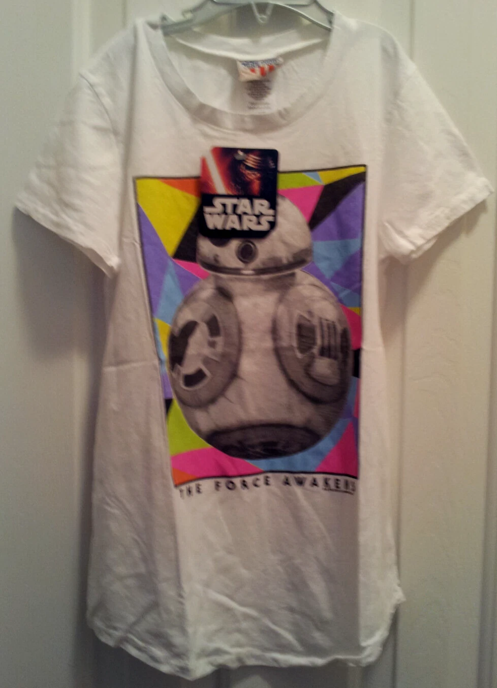 Star Wars BB8 Droid White T-Shirt Girls Size L(10) The Force Awakens Graphic NWT