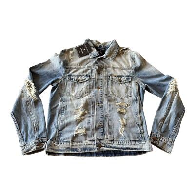 Posh Mens Size NWT Distressed Denim Jacket Trap House