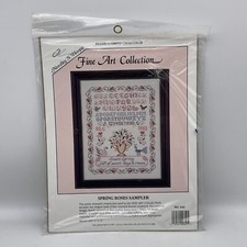 Needles 'n Hoops 649 SPRING ROSES SAMPLER Stamped Cross Stitch Kit NOS