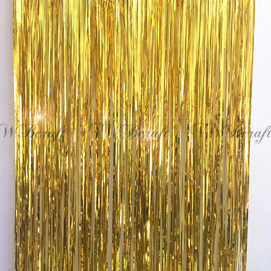 Gold Metallic Foil Fringe Tinsel Curtain Wedding Backdrop Xmas Party | eBay