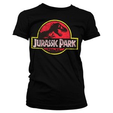 Image of Officially Licensed Jurassic Park Distressed Logo Women's T-Shirt S-XXL Sizes