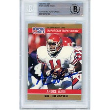 Andre Ware Signed 1990 NFL Pro Set Heisman #19a Card AUTO RC Beckett UH Cougars