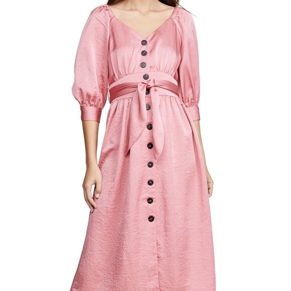 moon river puff sleeve midi dress Moon River Puff Sleeve Corset Midi Dress