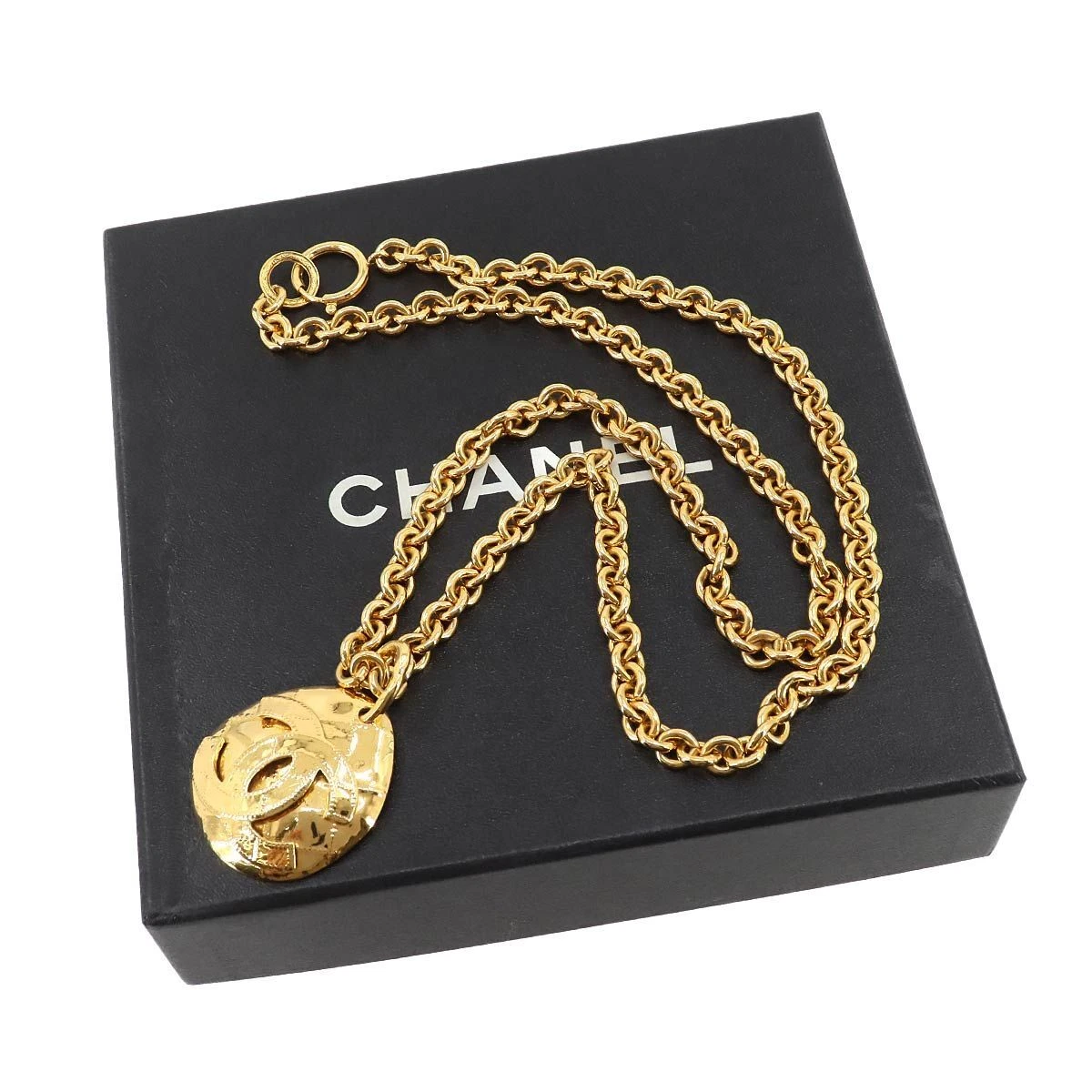 CHANEL Collana Lunga Trapuntata Marca Coco Oro 94P Accessorio 80cm Catena 110g Autentica