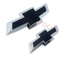 For 2014-2020 Chevy Chevrolet Impala Front Grille & Rear Bowtie Emblem Chrom Set