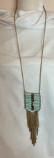 Turquoise Beads with Chains Dangling Womans Necklace Jewelry 24"