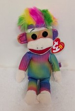 Rainbow Sock Monkey 9" knit doll 2012 Beanie Babie MWMT 40963 DOB 6/22/11